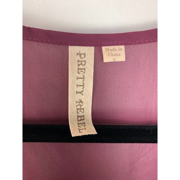 Pretty Rebel Womens Sheer Burgundy Studded Tank Top Size S - Picture 4 of 5